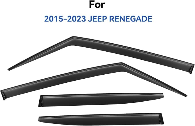 Window Visors Rain Guards Shield for Jeep Renegade 2015-2024, Out-Channel Window Vent Wind Deflectors Visors Shades for 15-24 Renegade
