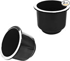 2PCS Black Plastic Cup Holder Insert for Couch Car Boat RV Golf Cart Truck Fixing Water Cups and Drinks, Universal Drop in Cupholder Expander Adapter for 2.8" to 3.7" Cups Base