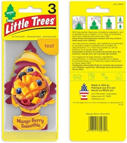 Car Air Freshener | Hanging Tree Provides Long Lasting Scent for Auto and Home | Mango Berry Smoothie, 24 Air Fresheners