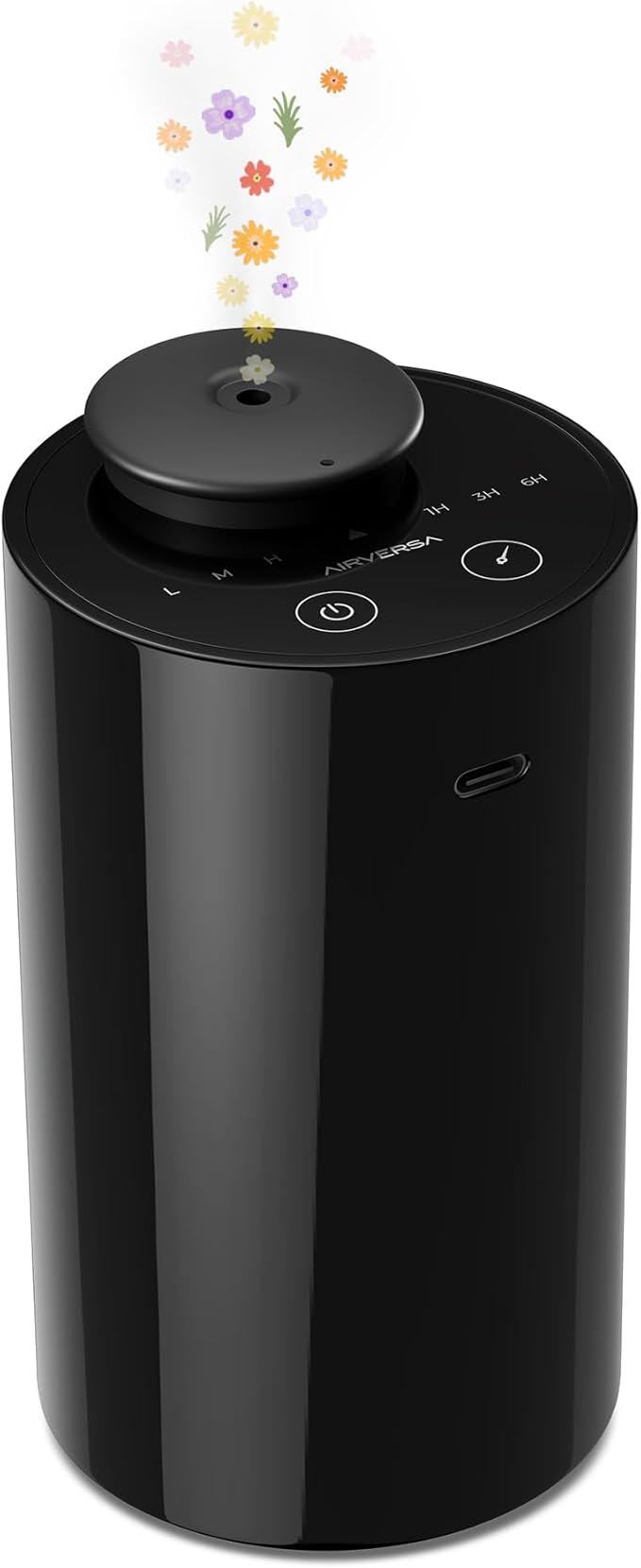 Waterless Diffuser for Essential Oil, Car Diffsuer, Battery Operated Nebulizer, 0.7 Fl Oz/ 20mL, Mini Scent Air Machine, 3 Timers & 3 Mist Levels for Home, Room, Car, Office - AN6 Black