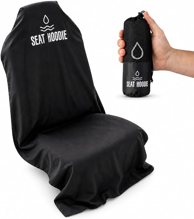 Car Seat Towel | Premium Microfiber Towel Seat Covers for Cars | Universal Fit & Machine Washable | Portable Car Seat Towel Cover After Gym, Yoga, Beach Black