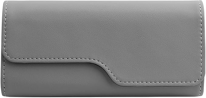 Zpana Sunglass Holder for Car Visor, Leather Auto Eyeglasses Sun Visor Organizer Case with Hidden Magnetic Closure, Auto Protective Glasses Storage Box, Universal for SUV RV Truck (Gray)