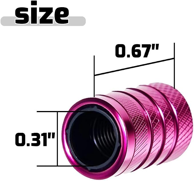 4-Piece Anodized Aluminum-Plastic Composite Tire Valve Stem Caps with Integrated Plastic Sleeve,Corrosion-Resistant and Universal Fit,Suitable for Cars, Trucks, and Motorcycles (Pink)