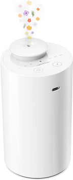 Waterless Diffuser for Essential Oil, Car Diffsuer, Battery Operated Nebulizer, 0.7 Fl Oz/ 20mL, Mini Scent Air Machine, 3 Timers & 3 Mist Levels for Home, Room, Car, Office - AN6 White