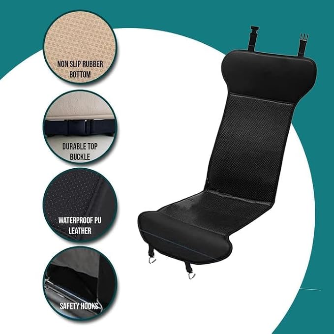Car Seat Cover Travel Seat Cushion, 4 Pieces Universal Classic Black Comfortable Breathable Leather Car Seat Covers