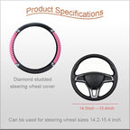 Microfiber Leather Steering Wheel Cover with Anti-Slip Lining Universal Car Accessory for Steering Wheel with a Diameter of 14.5-15 inch (Pink)