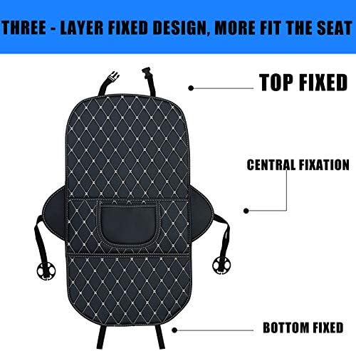 Back Seat Kick Mats 2-Pack, Odor-Free Fabric, Protect Leather w/ 2 Pockets
