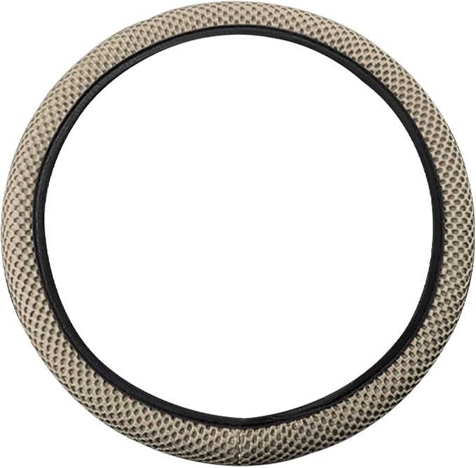 Elastic Stretch Steering Wheel Cover, Universal 15 Inch Automotive Steering Wheel Cover, Microfiber Breathable Ice Silk, Anti-Slip, Odorless, Easy Carry,Warm in Winter and Cool in Summer (Beige)