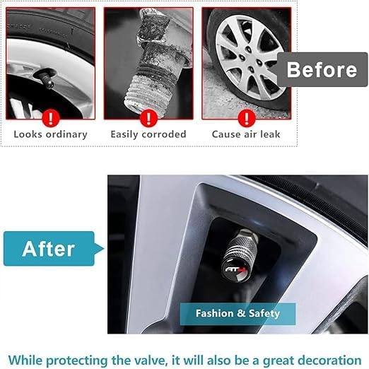 Tire Valve Stem Caps for Corvette Metal Car Wheel Air caps Auto Valve Stem Caps Accessories 4 Pcs Black