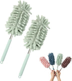 2 PCS Mini Extendable Car Duster Brush,Microfiber Car Duster, Cars Dusters Exterior&Interior Scratch Free, for Cleaning of Vehicle Details, Offices, Windows (Green)