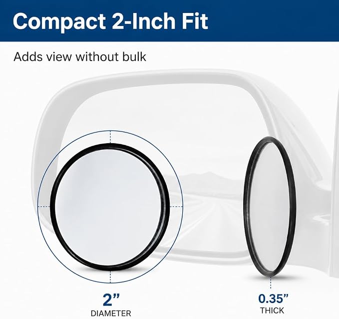 6-Pack Convex Blind Spot Mirrors 2 Inch Wide Angle Adhesive Car Side Rear View Mirror for Enhanced Safety