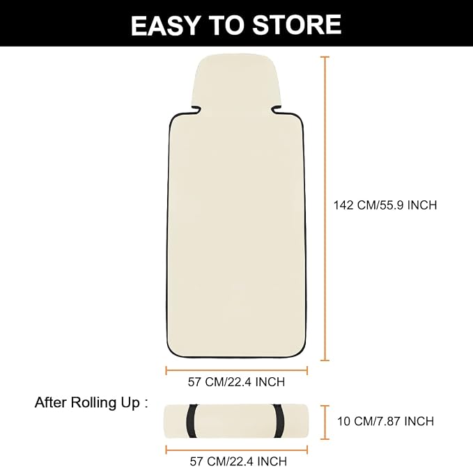 Premium Waterproof Seat Cover Towel Protector Neoprene Universal Fit, Upgraded 100% Washable & Removable Non-Slip Sweat Carseat Towel Covers, Perfect for Gym/Yoga/Workout（Beige,2PCS