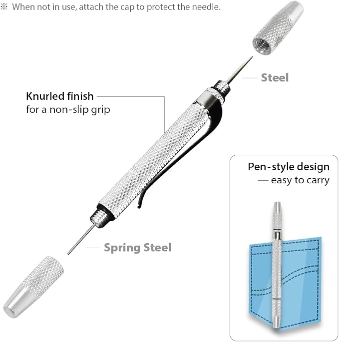 FIRSTINFO Windshield Washer Nozzle Cleaning Needle Tool | Corrosion Blockage Removal | Two needle sizes | Pocket-size body | Made in Taiwan