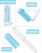 Mini Lint Roller for Travel Purse Car Pocket Small Lint Roller for Clothes Pet Hair Remover Roller with Cover and 4 Refills Extra Sticky 150 Sheets Total (Blue)