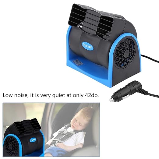 12V Car Auto Cooling Fan, 6.5 x 5.1inch Car Fans Car Vehicle Electric Cooling Fan 2 Speed Auto Mini Adjustable Speed Cooling Air Fan, Cable Length 5.2ft