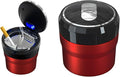 Car Ashtray with Lid, Easy Clean Up Detachable Smokeless Ashtray with LED Blue Light, Portable Mini Ash Tray Cup Holder for Car Home Office Travel, Interior Auto Accessories (Red, Small)