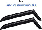 Window Visors Rain Guards Shield for 1997-2006 Jeep Wrangler, Out-Channel Window Vent Wind Deflectors Visors Shades for 97-06 Wrangler TJ, 2PCS
