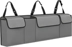 Car Trunk Organizer, Waterproof Backseat Hanging Large Storage with Adjustable Straps, Collapsible Cargo Bag with 4 Pockets, Car Interior Accessories for Truck, SUV, MPV (Gray)