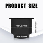2PCS Black Plastic Cup Holder Insert for Couch Car Boat RV Golf Cart Truck Fixing Water Cups and Drinks, Universal Drop in Cupholder Expander Adapter for 2.8" to 3.7" Cups Base