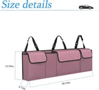 Car Trunk Organizer, Backseat Hanging Large Storage with Adjustable Straps, Waterproof Collapsible Cargo Bag with 4 Pockets, Sturdy Space Saver Frees Trunk Floor for SUV, Truck, MPV