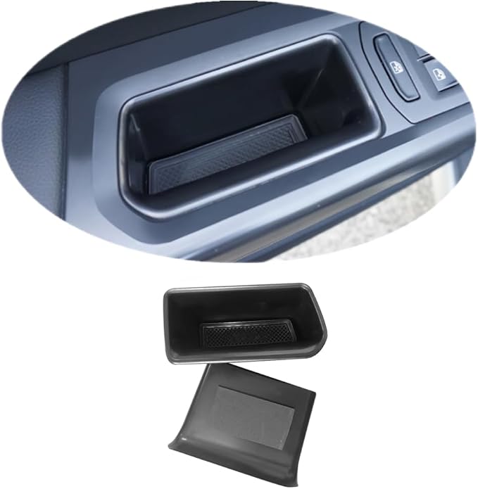 Front Row Door Organizer Compatible with VW Atlas 2018 2019 2020 2021 2022 2023 Atlas Cross Sport Armrest Storage Box Phone Container Handle Pocket ABS Tray Insert Glove Pallet