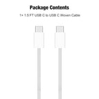 Short iPhone 17/17e/16/16e/15 USB C to USB C Woven Cable for iPhone 17Air, 16 15 Pro Max,Plus, 60W Charging Cord for AirPods 4/Pro (2nd/3rd Gen), iPad 10th Gen/iPad Pro/Air 5 4th Charger Cable (1.5ft)