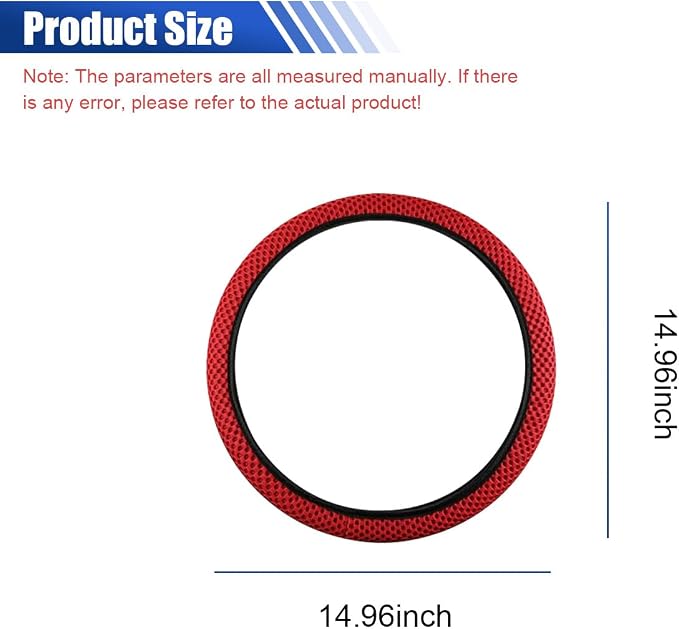Elastic Stretch Steering Wheel Cover, 15" Breathable Microfiber Ice Silk Steering Wheel Protector, Universal Anti-Slip Car Warm in Winter&Cool in Summer Accessories for Men Women (Red)