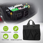 Car Trunk Organizer with Lid, Collapsible Car Storage Organizer with Reinforced Leather Handles, Non-Slip Bottom, Trunk Organizer for SUV, Van, Jeep (Black with Strap, Extra Large)