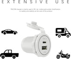 RV USB C Socket Input 12V/24V Fast CHERGER Waterproof with Cap Type C USB Car Charger Socket for Car, Boat, Golf Cart, Bus, RV, Golf, Automotive Marine ATV Truck