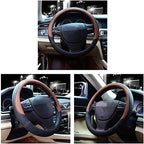 Microfiber Leather Steering Wheel Cover Large-Size for F150 F250 F350 Ram 4Runner Tacoma Tundra Range Rover Model S X with 15 1/2 inches-16 inches Outer Diameter (Brown)