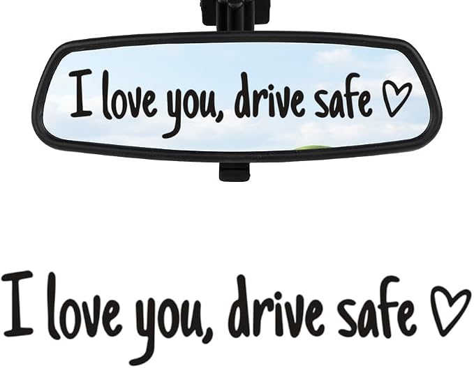 3PCS I Love You Drive Safe Mirror Sticker Car Decals for Women, 2025 Cute Car Rear View Mirror Stickers for Women,Cars Accessories Valentines Day Gifts for Her/Him (Black)