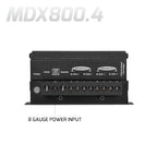 MDX800.4 2 Ohm Mini 4 Channel Car Audio Amplifier 4 x 200 Watts RMS at 2 Ohm - Compact 800x4 Amp Stereo, 800 Watts RMS, 2 Channel bridgedable, Multichannel Full Range