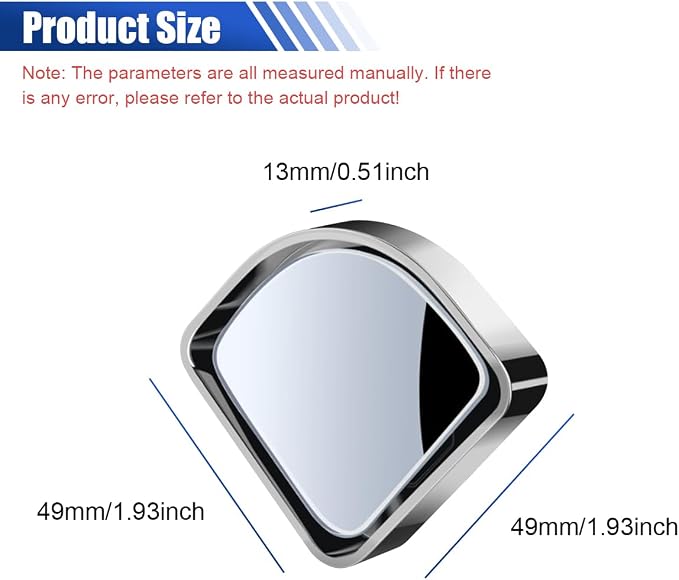 2PCS Car Fan Shaped Blind Spot Mirrors, Safety HD Glass Wide Angle Adjustable Car Convex Side Mirrors, Rearview Mirror with Adhesive, Vehicle Parking Auxiliary Mirror for SUV Truck (Silver)