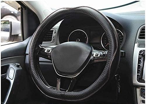 Flat Bottom Steering Wheel Cover Anti-Slip,Safety,Soft,Breathable,Durable,Full Surround,Comfortable Grip Microfiber Leather (D Shape, Black Gray)