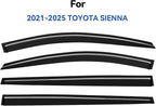 Window Visors Rain Guards for 2021 2022 2023 2024 2025 2026 Toyota Sienna, Out-Channel Window Vent Wind Deflectors Visors Shades for 21 22 23 24 25 26 Sienna