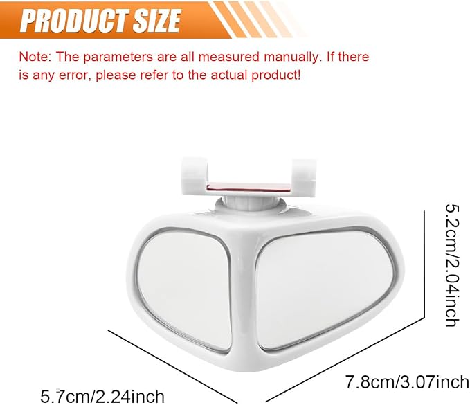 YoRise 2PCS Car Blind Spot Mirrors, 360° Adjustable Wide Angle Auxiliary Rear View Mirror, HD Glass Side Mirror Blindspot, Universal Car Convex Mirrors for Most Vehicles (White)
