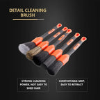 Car Detailing Brush Set, 5 Pack Soft Boar Hair Auto Detail Brush Kit with Elbow for Automotive Elegant Surface Interior Exterior Dashboard Emblems Panels Engine Bay Wheels Air Vent Seat Leather
