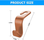 Car Back Seat Headrest Hooks, 4PCS Vehicle Backseat Storage Organizer Hanger, Multifunctional Auto Headrest Hidden Hook Universal for Handbag Purse Backpacks Bags and Groceries (Brown)