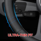 New Nappa Leather car Steering Wheel Cover, Anti-Slip, Safety, Soft, Breathable Full Surround Universal 15 inch Black