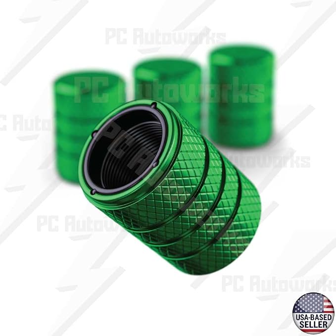 Aluminum Tire Valve Stem Caps – Anti-Rust, Premium Anodized Aluminum, Corrosion-Resistant, Easy Install, Universal Fit for Car, Truck, Bike, SUV – 1 Pack/Set of 4 (Lime Green)