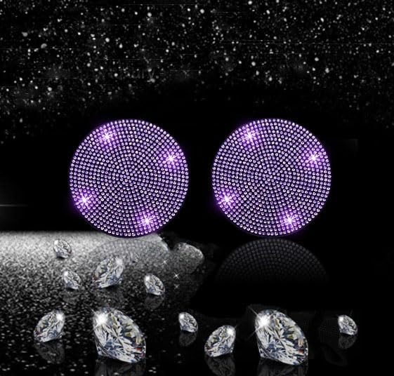 2pcs Bling Car Cup Holder Coaster, 2.75 inch Anti-Slip Shockproof Universal Car Coasters Insert Bling Crystal Rhinestone Automotive Interior Accessories for Women (2 pcs, Purple Violet)