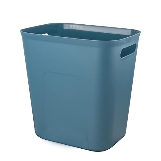 Plastic Small Trash Can Wastebasket, Garbage Container Basket for Bathrooms, Laundry Room, Kitchens, Offices, Kids Rooms, Dorms, 3.5 Gallon, Blue Green | Compact Sturdy Garbage Can for Bathroom, Laundry Room, Kitchen, Office, Kids Room, Dorm, Du...
