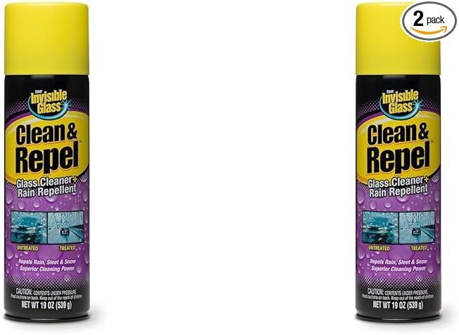 91184 19-Ounce Premium Glass Cleaner with Rain Repellent for Exterior Automotive Glass and Windshields to Shield Against Rain, Snow, and Sleet, 2 Pack