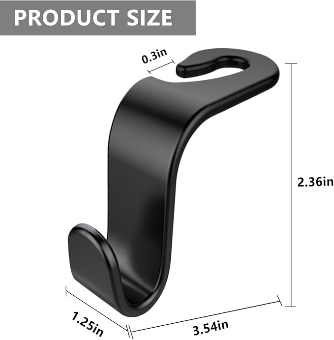 8-Pack Car Seat Back Storage Hook | Auto Seat Hook Hangers Storage Organizer Interior Accessories for Purse Coats Umbrellas Grocery Bags Handbag