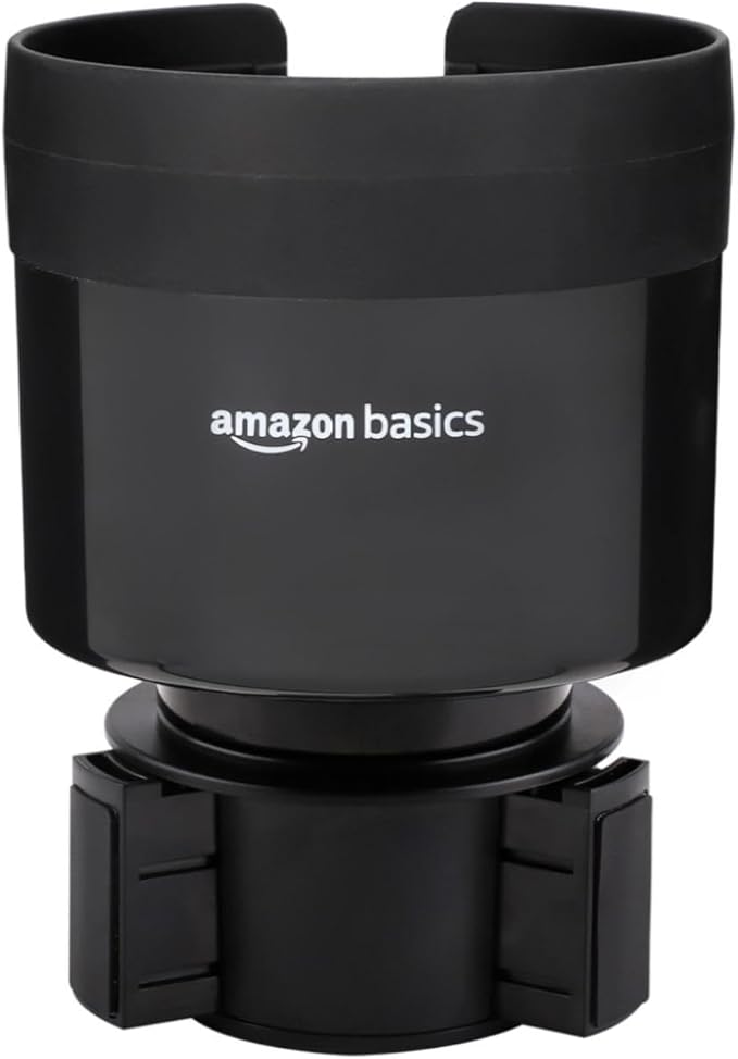 Car Cup Holder Expander with Adjustable Base, Securely Holds Large Bottles 3.4 to 3.8 in Diameter, Compatible with Yeti, Hydro Flask, Easy Installation, Black