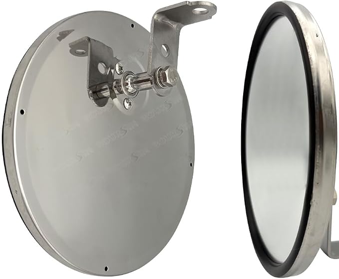 8 Inch Convex Mirror Round Blind Spot Stainless Steel For Truck bus Atv RV Utv "L" Adjustable Bracket 1 Pcs
