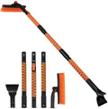 63" Extendable Snow Brush & Ice Scraper with 360° Pivoting Head | Telescopic Aluminum Handle | Extra Long Snow Brush for Car Windshield, Roof & SUVs | Heavy Duty Ice Scraper for Trucks