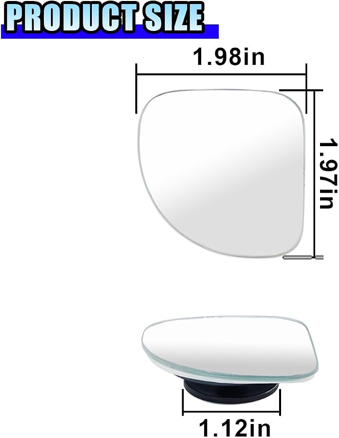 2PCS Blind Spot Car Mirror, HD Glass Rotate Adjustable Car Side Mirror, Fan Shaped Frameless Wide-angle Blind Spot Mirror, Universal Convex Rear View Mirror for Car, SUV, Truck (Fan shape)