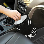 Portable Reusable Waterproof Car Trash Bin, Multipurpose Vehicle Organizer, Road Trip Essentials, Polyester Canvas Material (Black Cat)