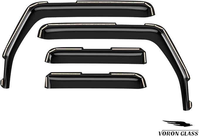 Voron Glass in-Channel Extra Durable Rain Guards for Jeep Wrangler JK 2007-2018, Window Deflectors, Vent Window Visors, 4 Pieces - 220246